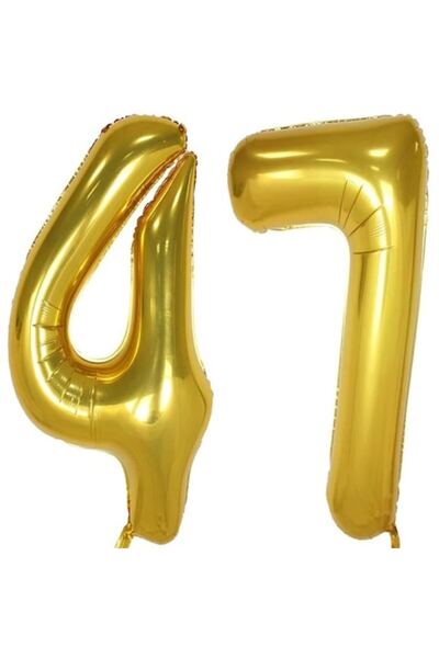 OEM Σετ 2 μπαλόνια αλουμινίου με αριθμό, ESB, χρυσό, 47α γενέθλια, 105 cm