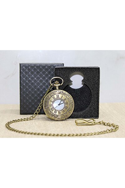 hediyeconcepti Steampunk Retro Vintage Roman Numeral Pocket Watch with Chain