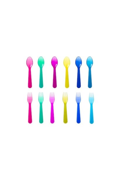 OEM Set 12 tacâmuri, Furculițe + Linguri, Multicolor, Plastic
