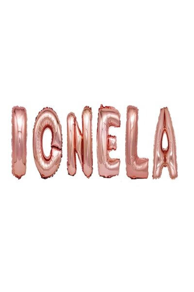 OEM Комплект балони с букви "Ionela", розово злато, 40 см