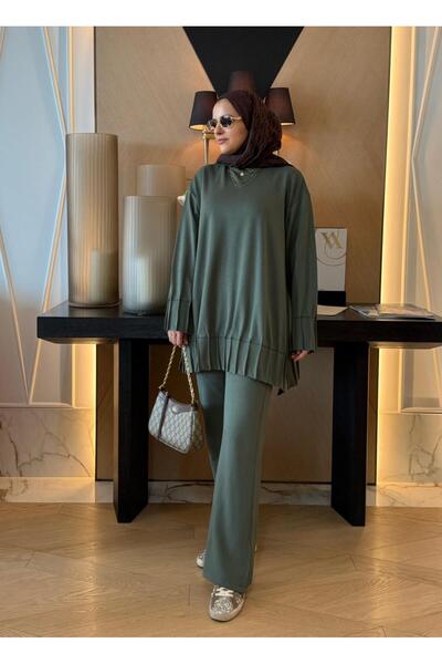 Aselim Hijap Moda Διπλό Σετ Τζιλάμπας Αλίσα από Πλισέ Premium Modal Fabric – Πράσινο