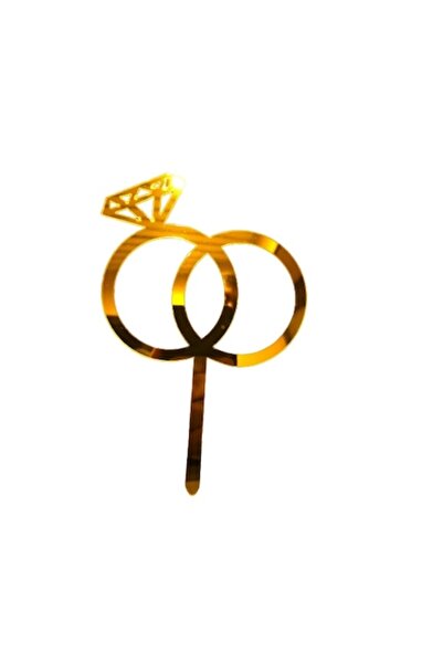 OEM Cake topper Model Inele, Auriu, 10x15cm