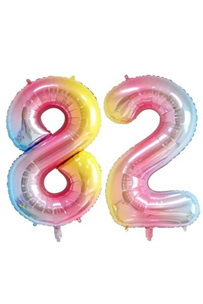OEM Set of 2 foil number balloons, ESB, Rainbow, 82 (105 cm)