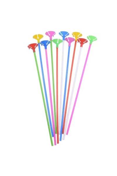 OEM Set 10 balloon sticks with rosettes, Lavandiere, Multicolor, 42 cm