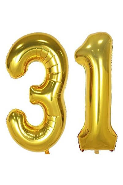 OEM Set de 2 baloane folie cu numere, aurii, 31 de ani, 105 cm