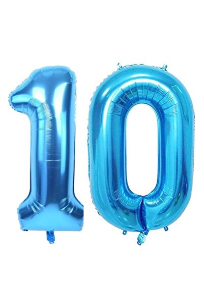 OEM Σετ 2 μπαλόνια αλουμινίου, ESB, Μπλε, 10α γενέθλια, 100 cm