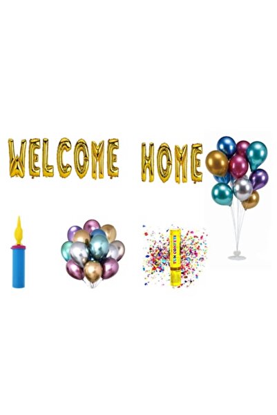 OEM Комплект балони "Добре дошли у дома", украса за торта, 72 бр., златисти