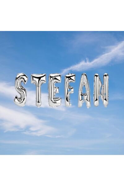 OEM Комплект балони с име Стефан, сребърни, 40 см