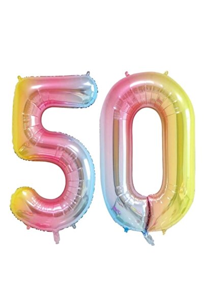 OEM Set de 2 baloane folie cu numere, ESB, Rainbow, aniversare 50 de ani, 105 cm