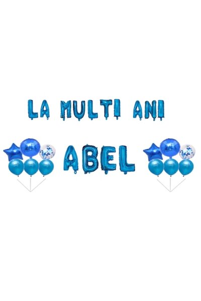 OEM Set Baloane La Multi Ani Abel, Cake Topper, Albastru, 35 Buc