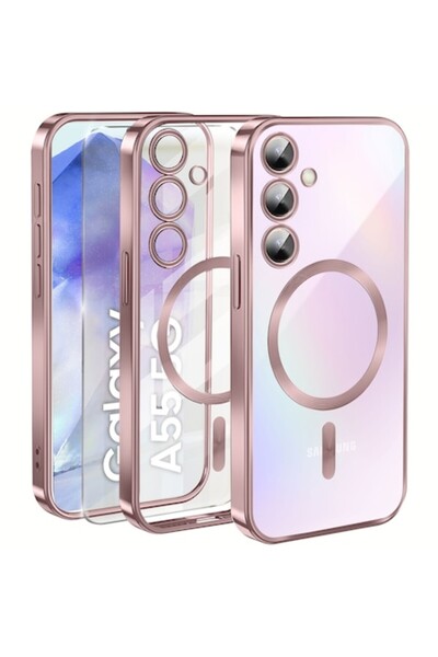 ERBORD За Samsung Galaxy A55 5G, Electro MagSafe, roz + защитна лента 0,3 mm