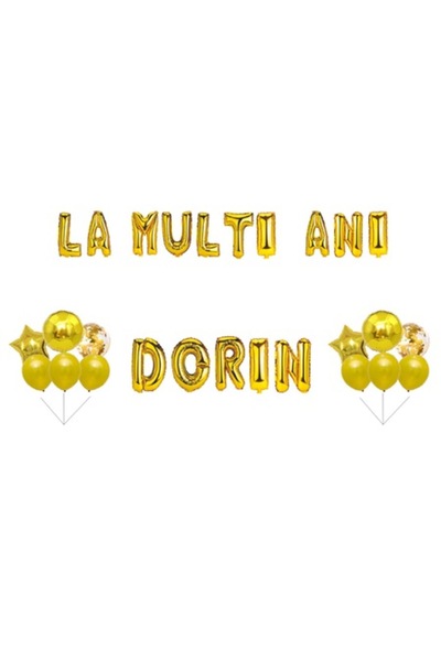 OEM Set Baloane La multi ani Dorin, Cake topper, Auriu, 35Buc