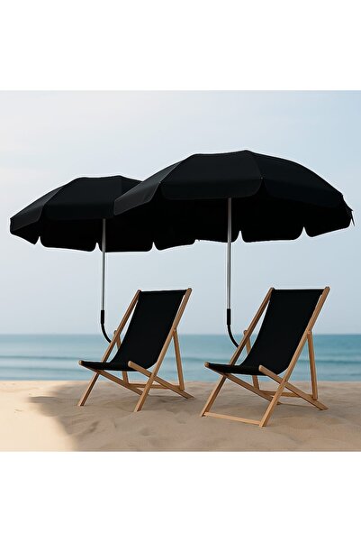 FONIX Comando Home Anti-UV Umbrella for Sunlounger/Beach Chair, 80 cm, Black/Grey