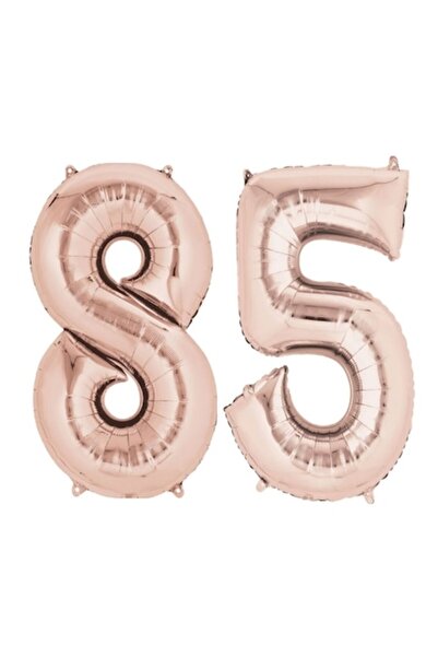 OEM Set 2 baloane folie cu numere, Auriu roz, Aniversare 85 de ani, 105 cm