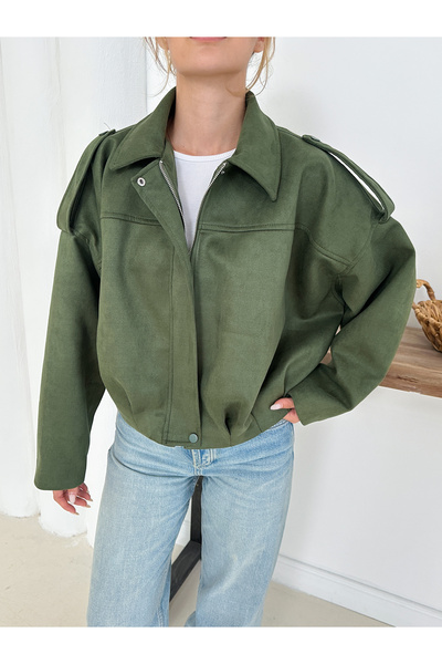 Ekim Store supradimensionat Jachetă bomber din piele intoarsa