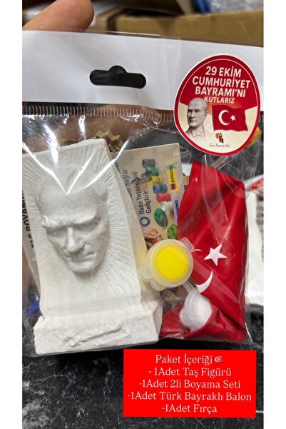 Can Tasarım Evi ATATÜRK VE TÜRK BAYRAKLI BALONU TAŞ BOYAMA SETİ CUMHURİYET BA...