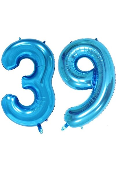 OEM Комплект от 2 фолиеви балона, ESB, син, 39-ти рожден ден, 105 см