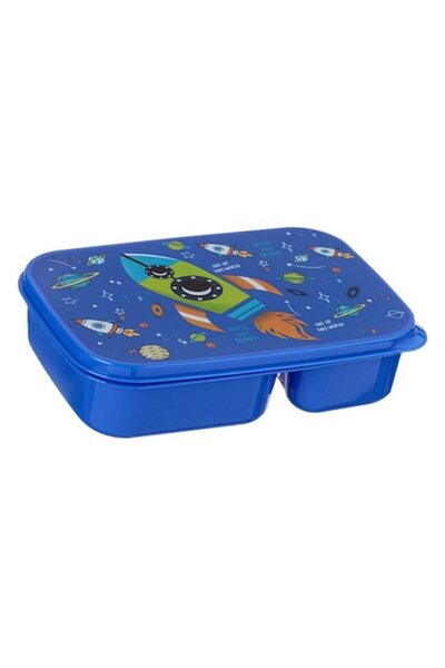 OEM Recipient alimentar albastru cu 3 compartimente, model spațial, 1 l