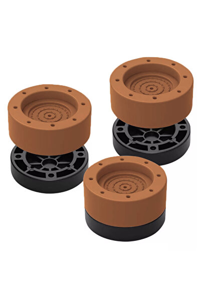 TİNEKE Beyaz Eşya Ayağı Çamaşır Makinesi Mobilya Titreşim Önleyici Kaydırmaz 3.5 Cm Yükseltici 4 Lü KAHVE