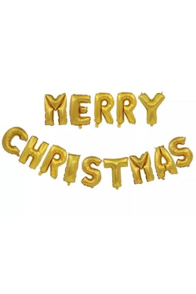 Shop Carnaval Set Baloane Craciun Fericit, auriu, 41 cm