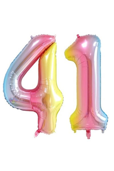 OEM Set 2 baloane folie cifra, ESB, Curcubeu, aniversare 41 ani, 100 cm