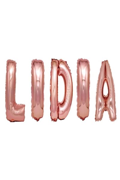 OEM Set Baloane Litere Nume Lidia, Auriu Roz, 40Cm