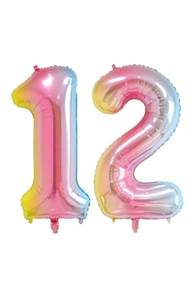 OEM Set 2 baloane folie cifra, ESB, Curcubeu, aniversare 12 ani, 105 cm