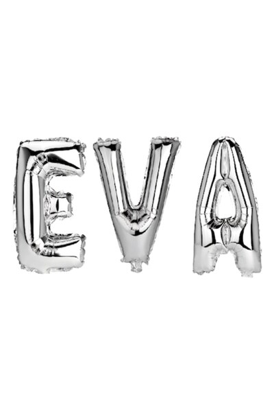 OEM Set de baloane cu nume și litere Eva, argintii, 40 cm