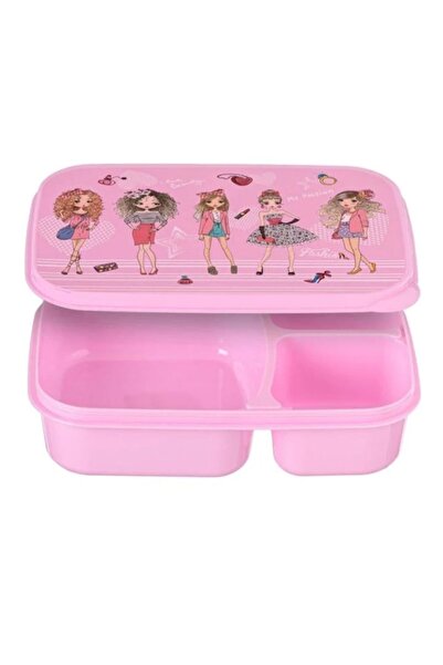 OEM Caserola cu 3 compartimente, pentru fete, plastic, roz, 970ml, 22x15x5.5cm