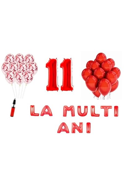 Domi Party & Gifts Set of 33 balloons, Happy 11th birthday, foil numbers 100 ...