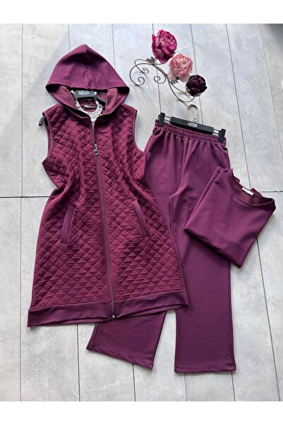 asyadabutik Kadın Kapitone Yelek 3'lü Takım