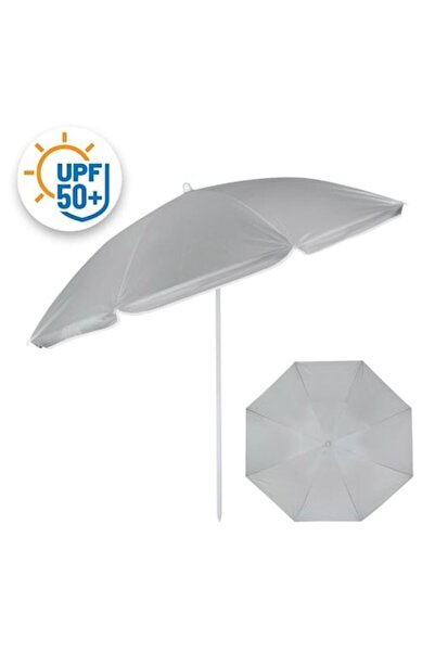 OEM Umbrela Plaja Anti Vant Neagra Argintie & Cadru Metalic UPF 50+ Ø 1.80m