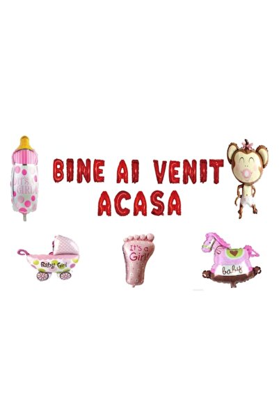 OEM Set de baloane „Bun venit acasă”, pentru fetiță, cadou pentru decor de to...