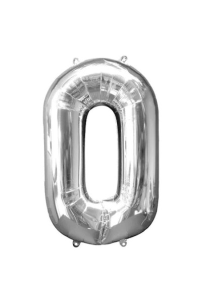 OEM Balon folie numărul 0, culoare argintie, 81 cm