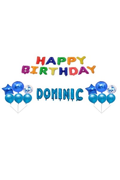 OEM Set Baloane La Multi Ani Dominic, Cake topper, Multicolor, 34Buc
