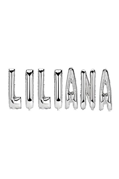OEM Set baloane cu literă nume Liliana, argintii, 40 cm
