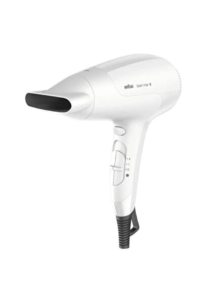 Braun Satin-Hair 3 Hair Dryer with Ionic Technology, White and Silver, 2000 Watts - HD 380