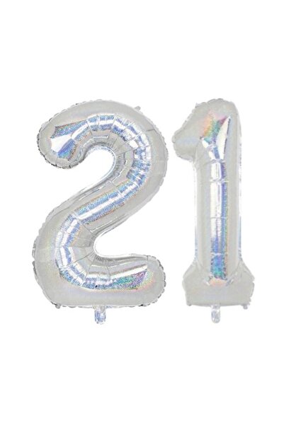 OEM Set de 2 baloane folie cu numere, ESB, holografice, aniversare 21, 100 cm