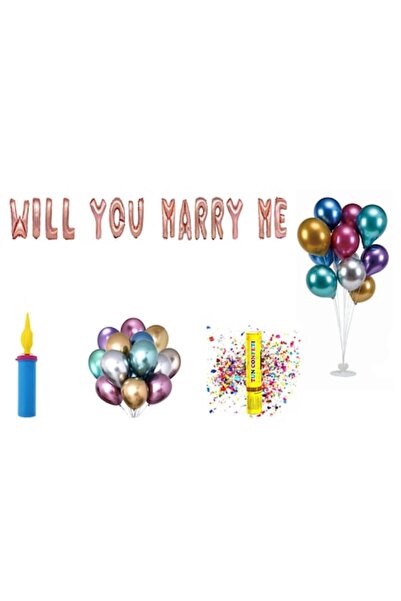 OEM Set Baloane Will You Marry Me, Cake Topper Cadou, Wili Topper Rom, 75Buc,...