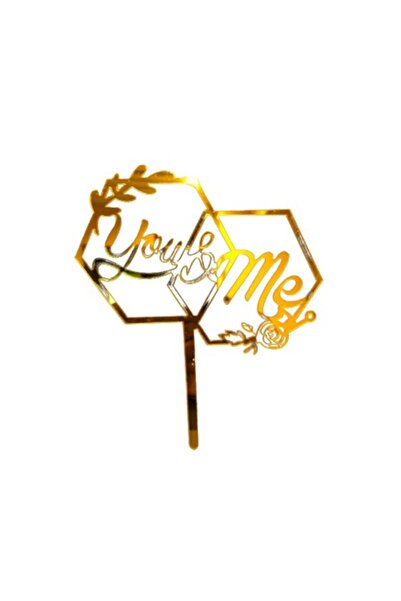 OEM Κοσμήμα για τούρτα, μοντέλο You&Me, χρυσό, 13 cm