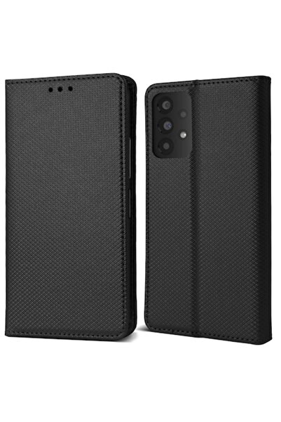 MOOZY Калъф за телефон с флип-он за Samsung Galaxy A13, черен, кожен