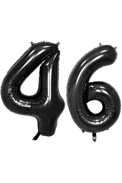 OEM Set de 2 baloane folie cu numere, ESB, Negre, aniversare 46 de ani, 105 cm