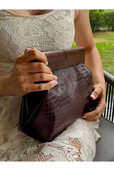 JOPHIEL Bahram Petite - Leather Bag, Wooden Scholarship Leather Bag, Clutch, Handbag, Arm Bag, Shoulder Bag