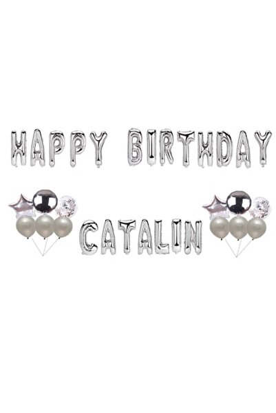 OEM Set Baloane La multi ani Catalin, Cake topper, Argintiu, 35 Buc