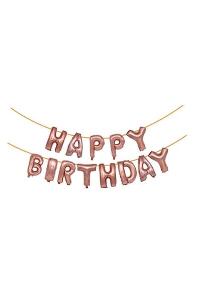 Balon Baloane folie aurii roz „La mulți ani”, 45cm x 6m