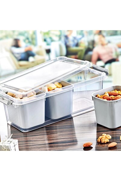 OEM Transparent plastic food container 3-in-1 - 1.8l