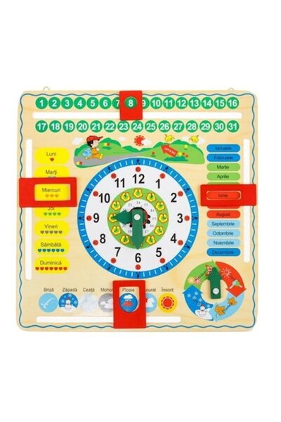 OEM Εκπαιδευτικό ρολόι-ημερολόγιο για παιδιά από ξύλο 30,5x30,5cm