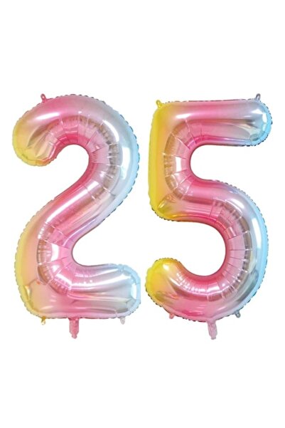 OEM Σετ 2 μπαλόνια αλουμινίου με αριθμούς, ESB, Ουράνιο τόξο, 25α γενέθλια, 1...