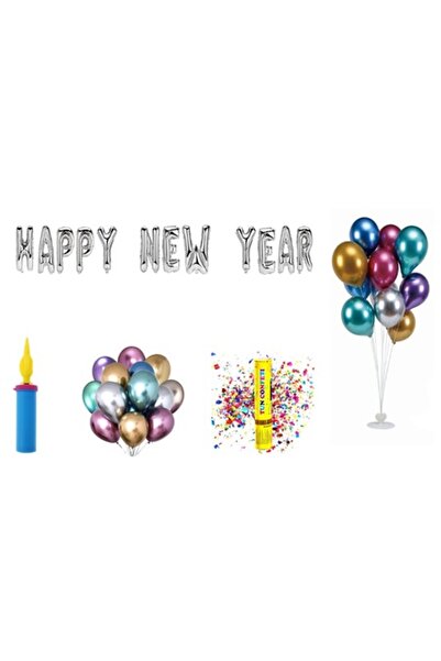OEM Set baloane Anul Nou, decor pentru tort, 73 buc, argintii