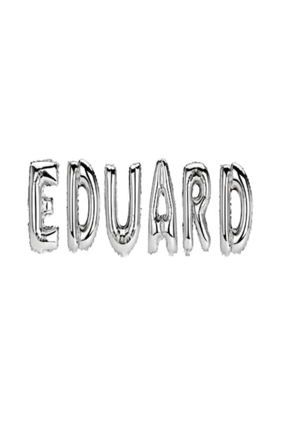 OEM Set baloane argintii cu literă „Eduard”, 40 cm (6 bucăți)